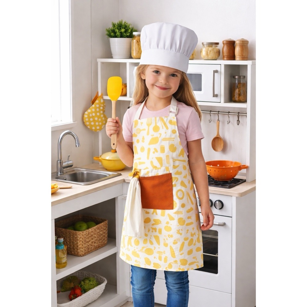 Pillowfort  Kids Apron + 2 Towels + Chef Hat  4 Piece Set NEW
